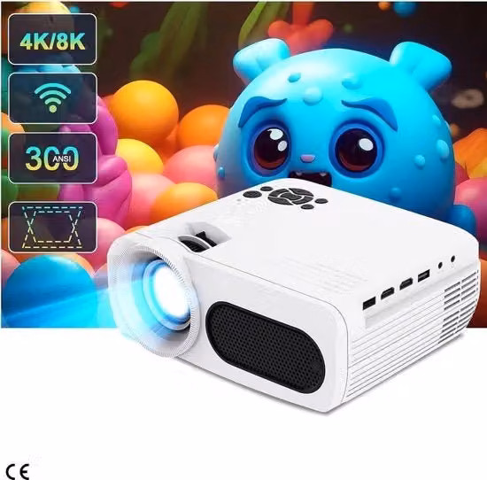 Proiettore Home Cinema Magcubic Full HD 1080P con WiFi 5G e Bluetooth, 13000 Lumen, Supporto 4K e 8K, Colore Bianco