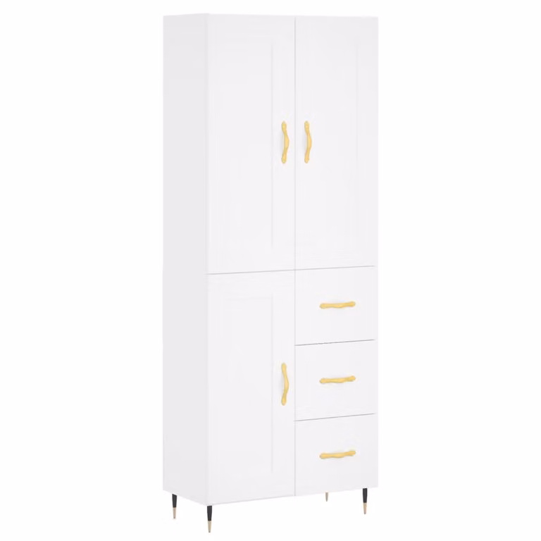 Credenza Bianca 69,5x34x180 cm in Legno Multistrato