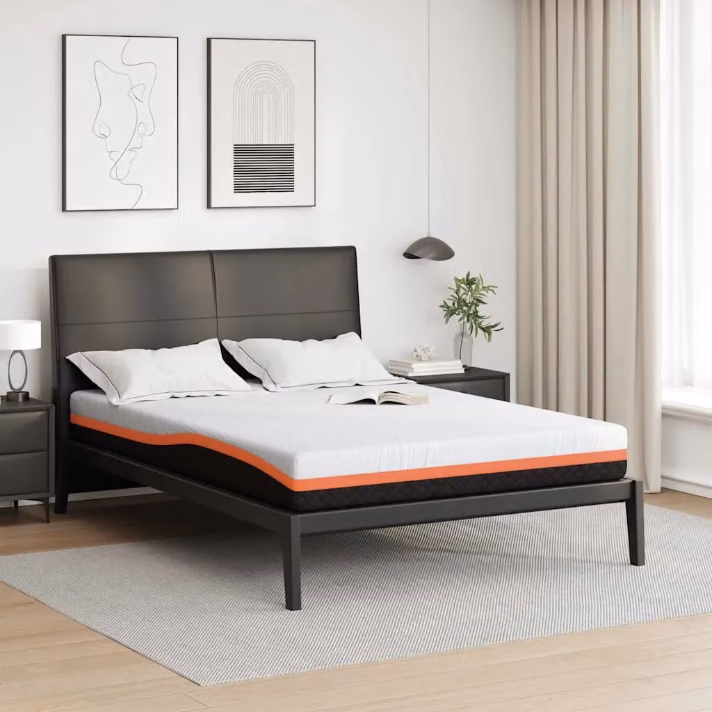 Materasso vidaXL in gel con tessuto Jacquard bianco e nero, L: 140 cm, P: 200 cm, H: 20 cm