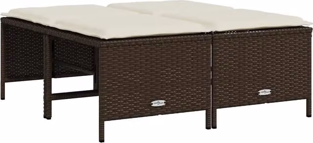 Sgabelli da Giardino con Cuscini 4 pz Marrone in Polyrattan CFW7226255