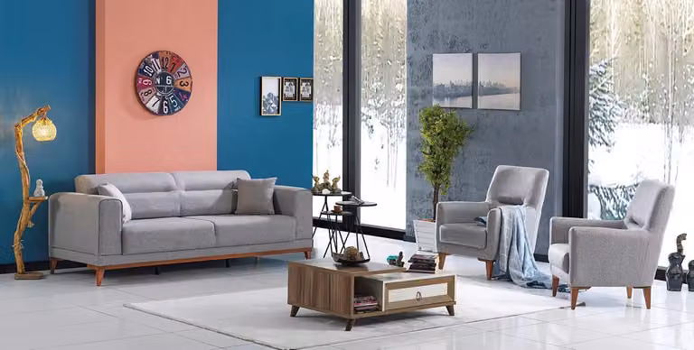 Polstermöbel Sitzgruppe Wohnlandschaft Lounge Sofa Couch Sofagarnitur 3+1+1