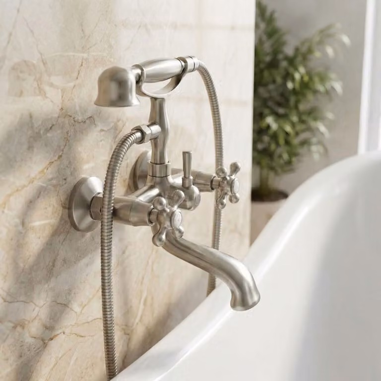 Miscelatore per vasca da bagno con doccetta manuale, acciaio inossidabile, serie Heritage Ascot, marca Aquanello