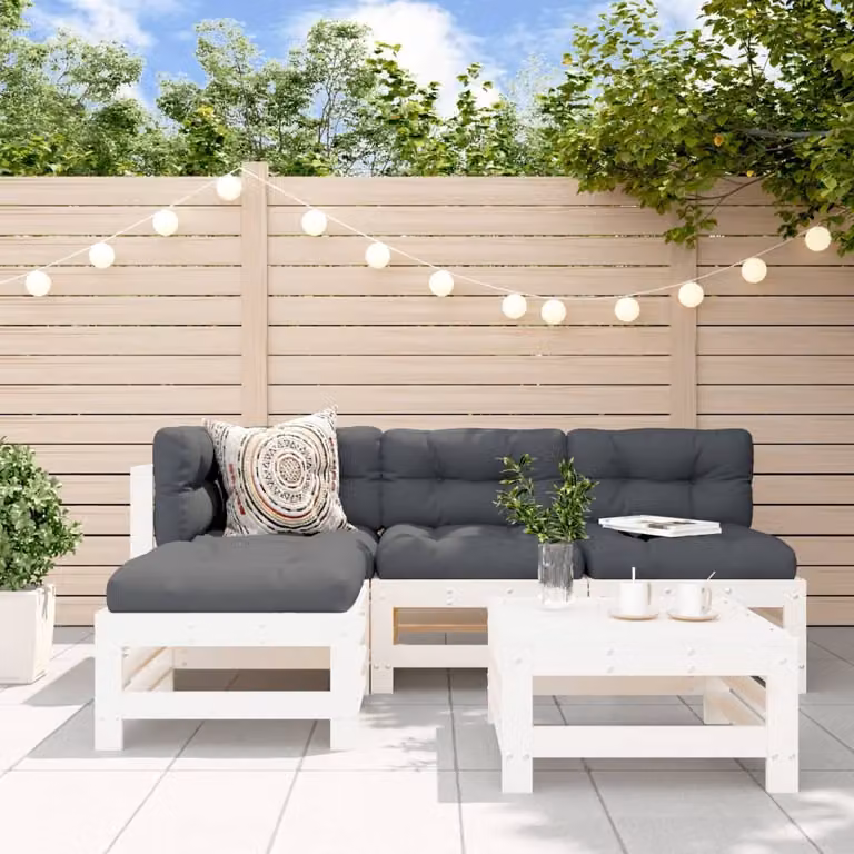 Maison Exclusive - Set Salotto da Giardino 5 pz Bianco in Legno Massello di Pino
