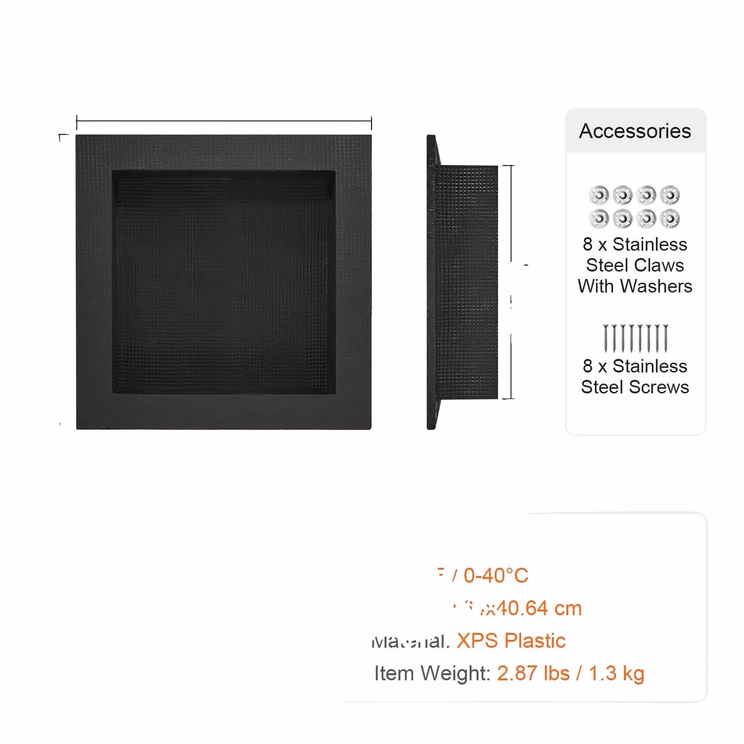 Organizzatore per piatti doccia, doppio ripiano, design a parete, 16x16 pollici 1 strato