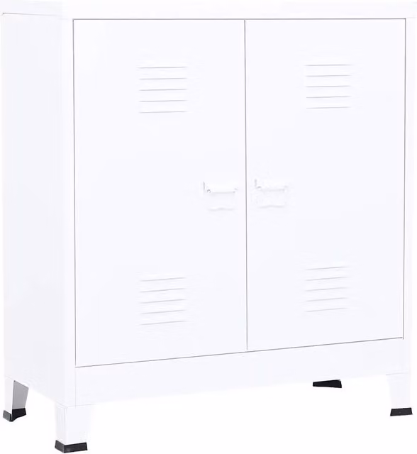 Armadio Classificatore Industriale Bianco con Ante a Battente e Ripiani Regolabili L/P/H: 90 x 40 x 100 cm