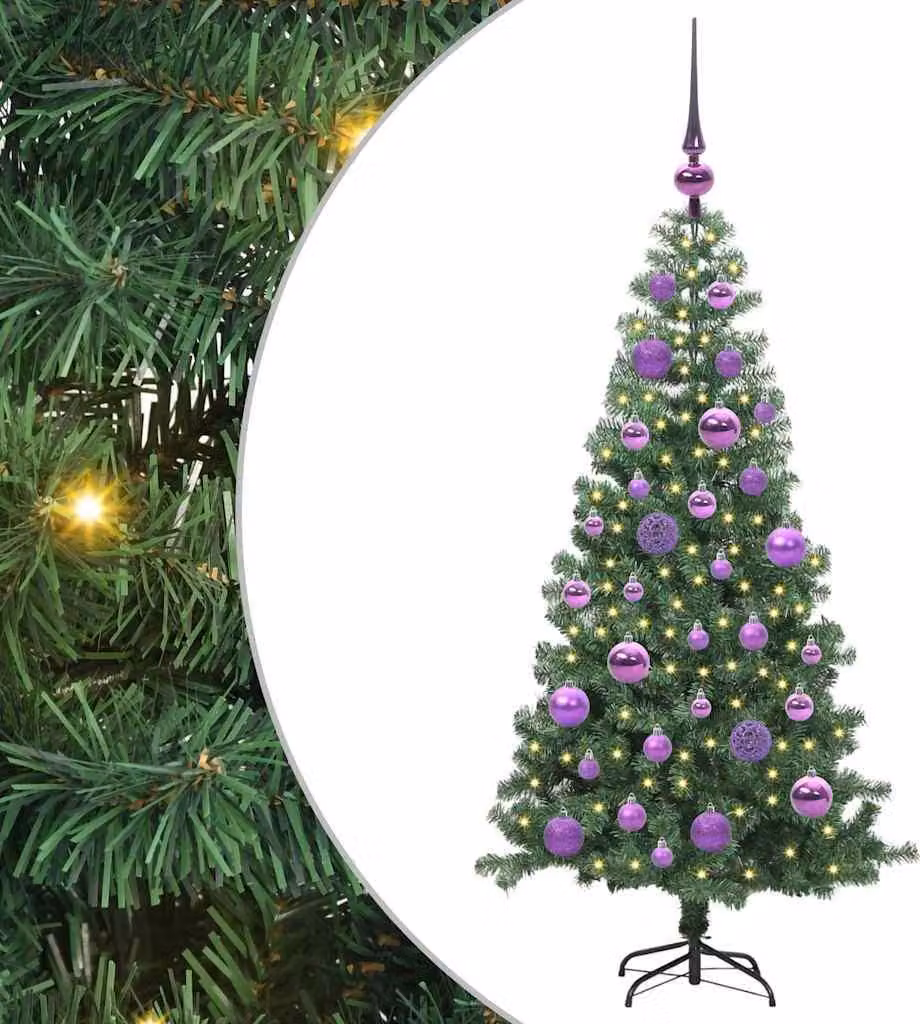 Albero di Natale con 150 LED con supporto Verde 120 cm PVC
