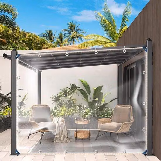 Copertura impermeabile in PVC, 2,4 x 4 metri, telo trasparente per casette da giardino, terrazze, pergolati e cucce per cani