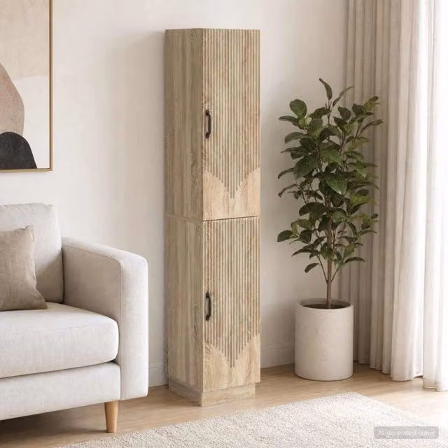Set di 2 armadi moderni vidaXL in legno MDF color rovere marrone con ante a battente
