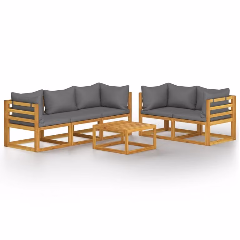 Set Divani da Giardino 6 pz con Cuscini in Massello di Acacia