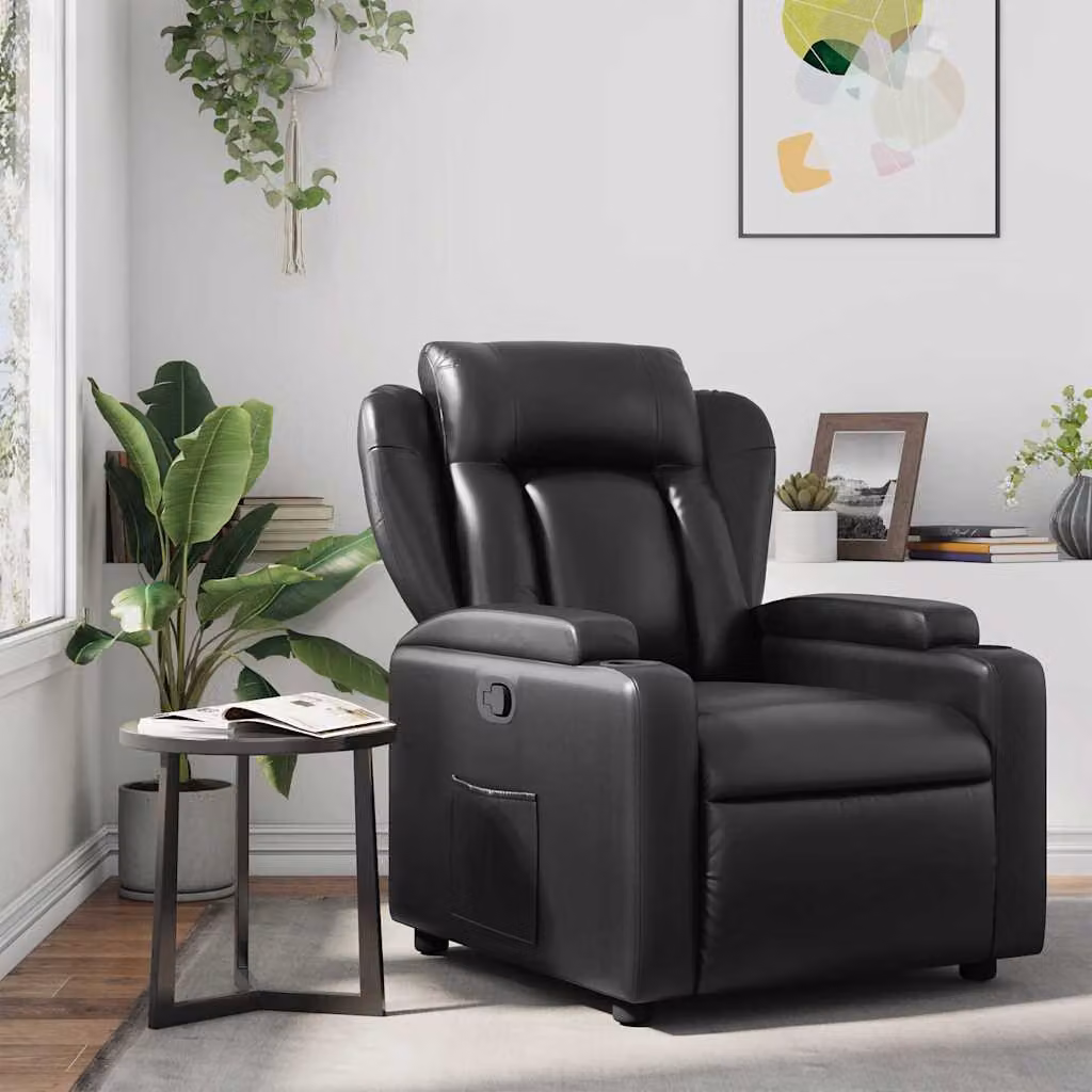 Poltrona reclinabile relax vidaXL in similpelle nera con braccioli e struttura moderna