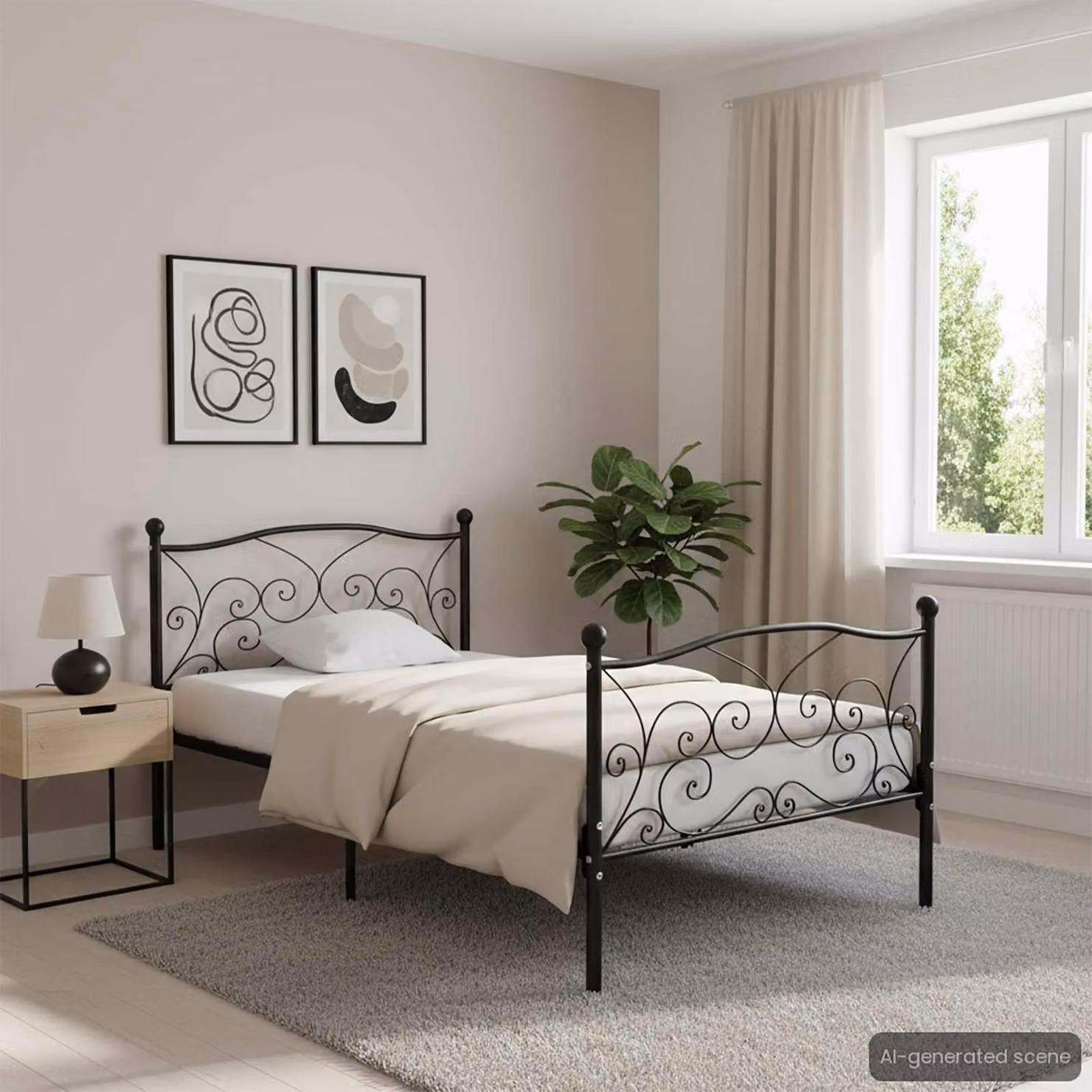 Maison Exclusive - Letto con rete a doghe in metallo nero 90×200 cm