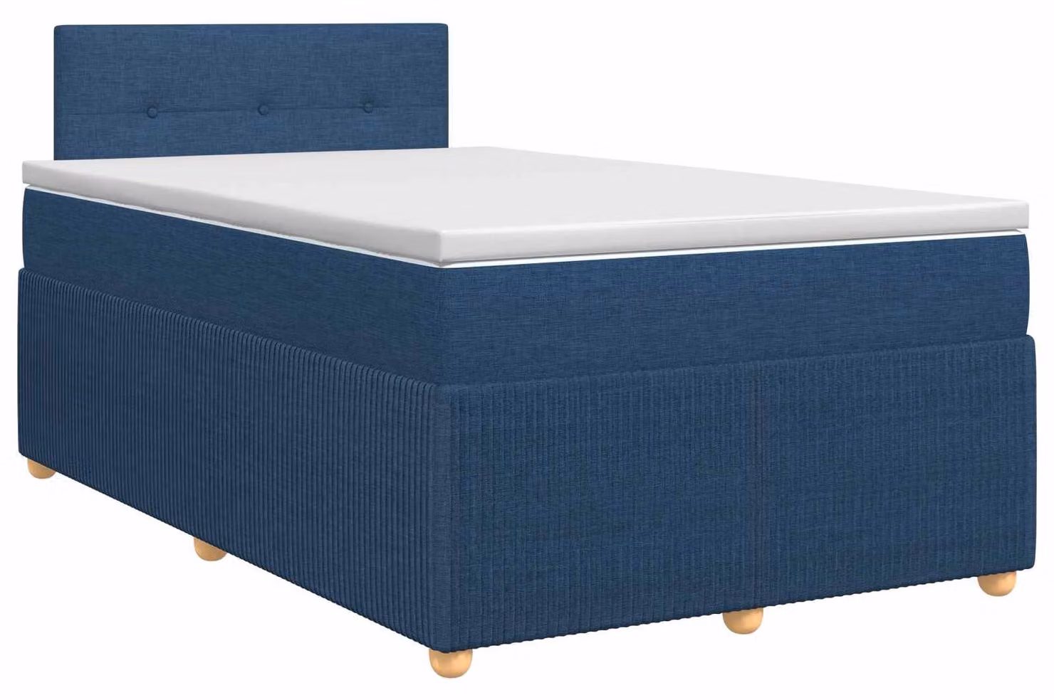 Letto a molle insacchettate con materasso e testata in tessuto blu 120 x 200 cm