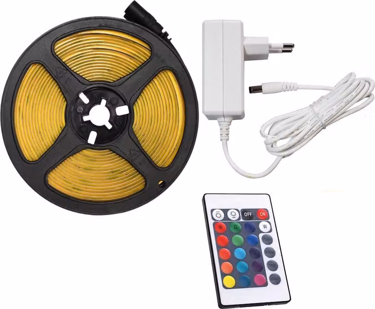 Set di strisce luminose LED COB RGB 5 m IP20 36W con alimentatore – Eko-Light
