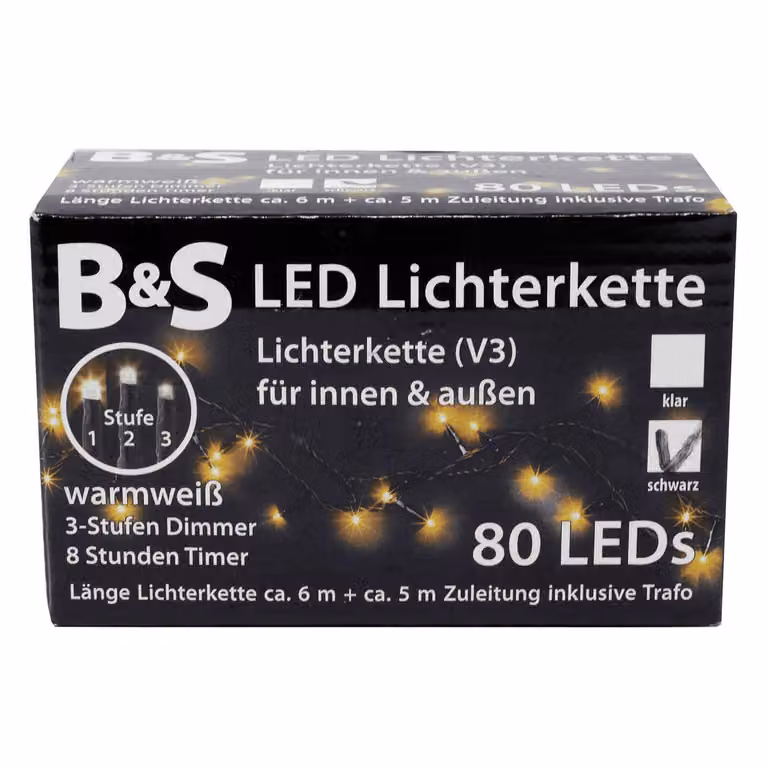 Luci di fata 80 LED per interni ed esterni 8 ore luci di fata bianco caldo