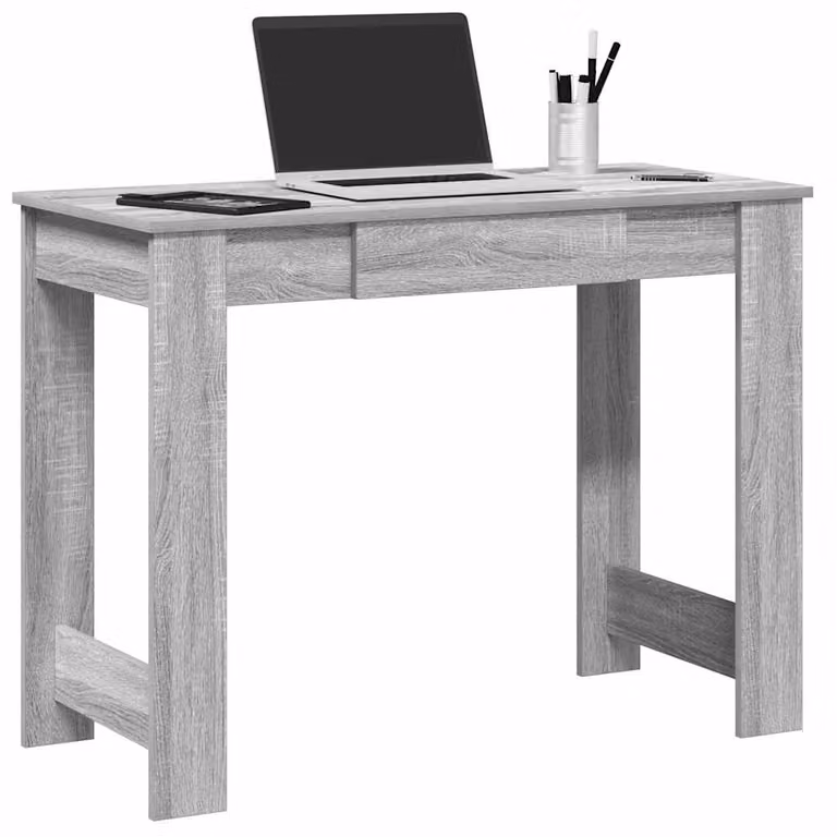 Scrivania moderna vidaXL in legno e MDF, colore grigio, L 100 x P 45 x H 75 cm