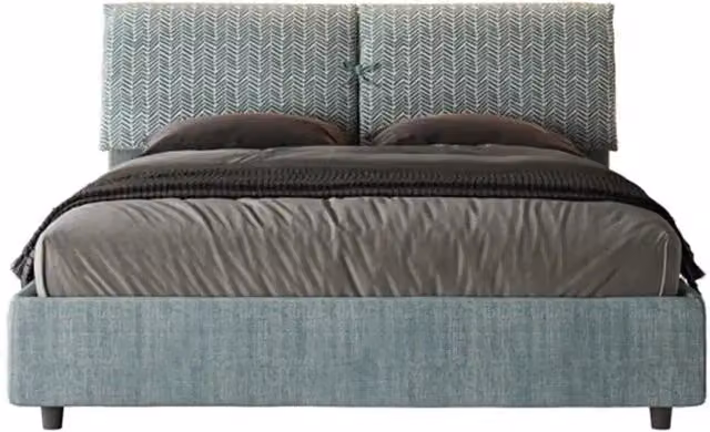 Letto matrimoniale con rete imbottito 160x190 tessuto Aragona 7 azzurro Mados