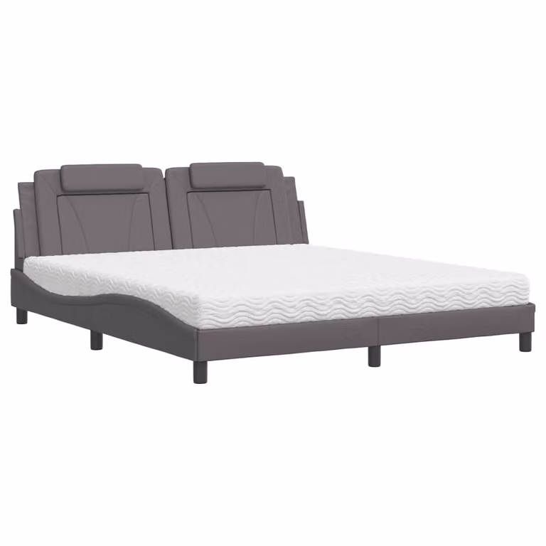 Letto Viana con Materasso Grigio 180x200 cm in Pelle finta