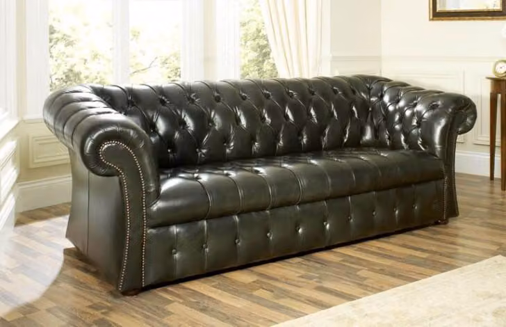 Grüne Chesterfield Sofa Couch Polster Leder Couchen Polster 3 Sitzer Leder