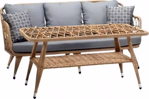 Garnitur Sofa 3 Sitzer Couchtisch Sofas Dreisitzer Rattan Luxus Gartenmöbel