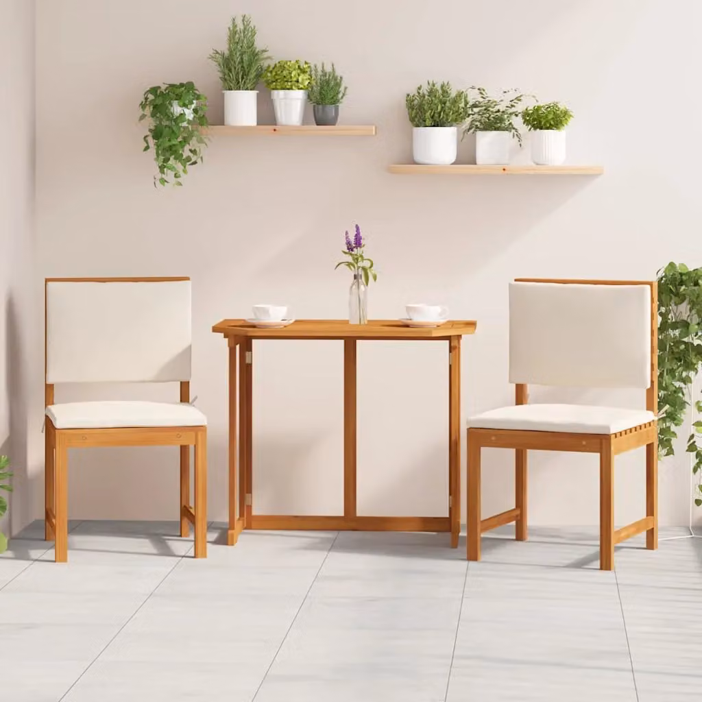 Set di 2 sedie da giardino vidaXL in legno di acacia marrone con cuscini inclusi
