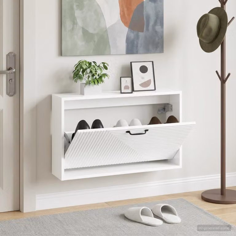 Mobiletto per scarpe da muro vidaXL HAARLEM moderno lucido L: 71 cm, P: 17 cm, H: 43 cm