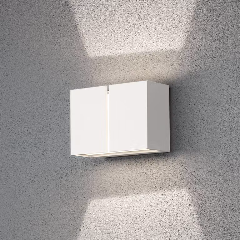 Konstsmide Applique da esterni a LED Pavia, Bianco / Opale, Alluminio, Moderno, Applique LED da esterni
