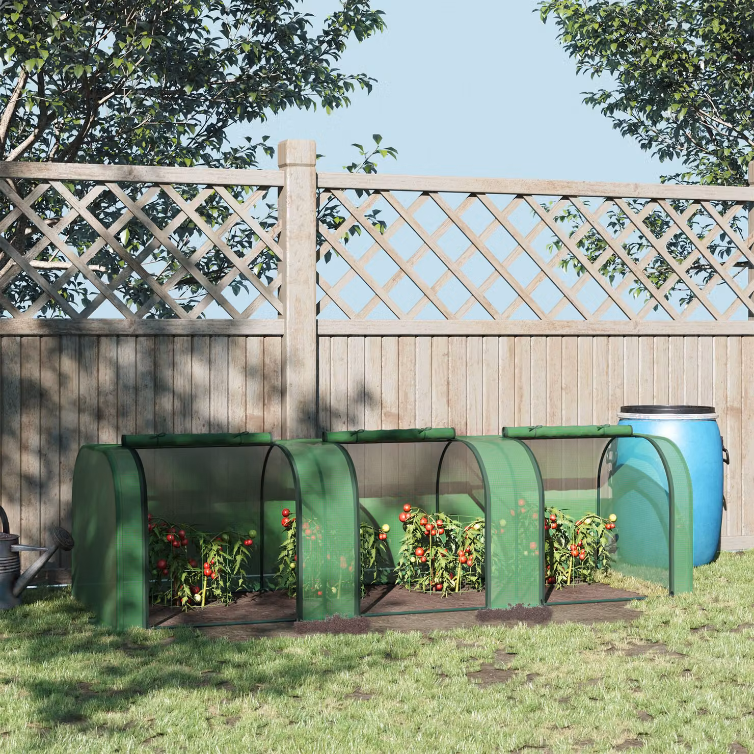 Serra a tunnel Outsunny per orto in acciaio e plastica PP con porte avvolgibili, Verde, L: 295 cm, P: 100 cm, H: 80 cm – 2