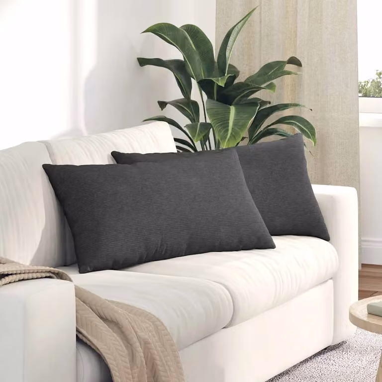 Set di 2 cuscini da divano vidaXL in velluto a coste grigio, L 80 cm x P 40 cm