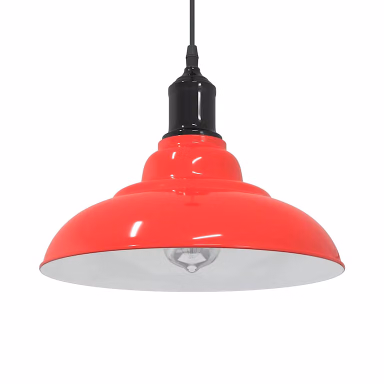 Lampada a sospensione regolabile vidaXL in metallo rossa per cucina, soggiorno o camera da letto, attacco E27, Diametro: 31 cm