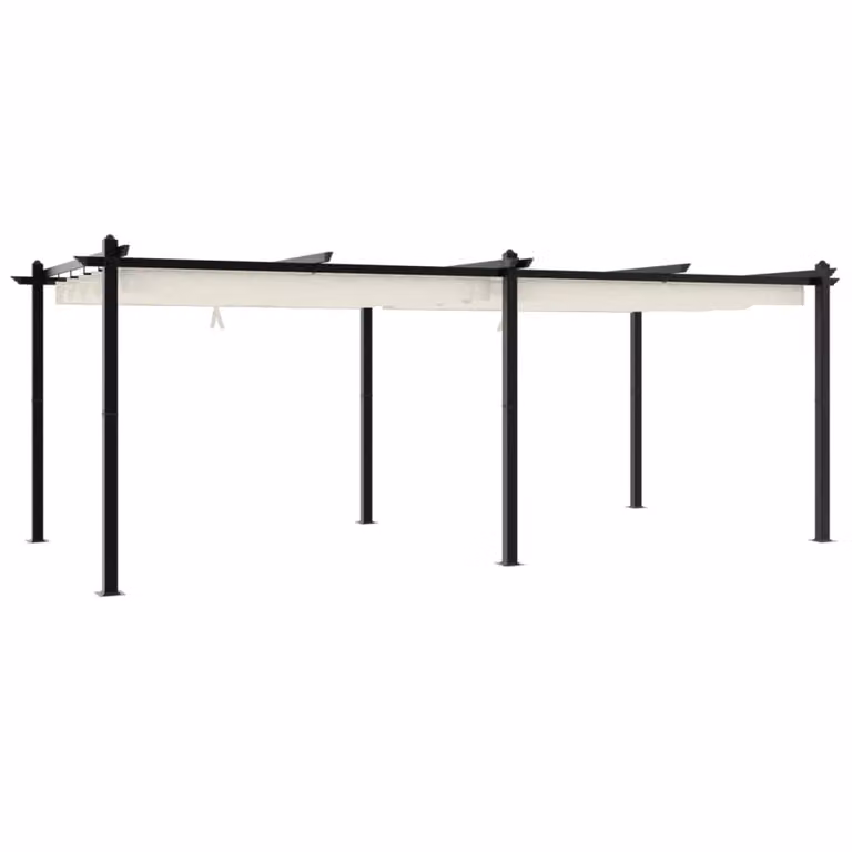 Gazebo da Giardino con Tetto Retrattile Crema 3x6m in Alluminio