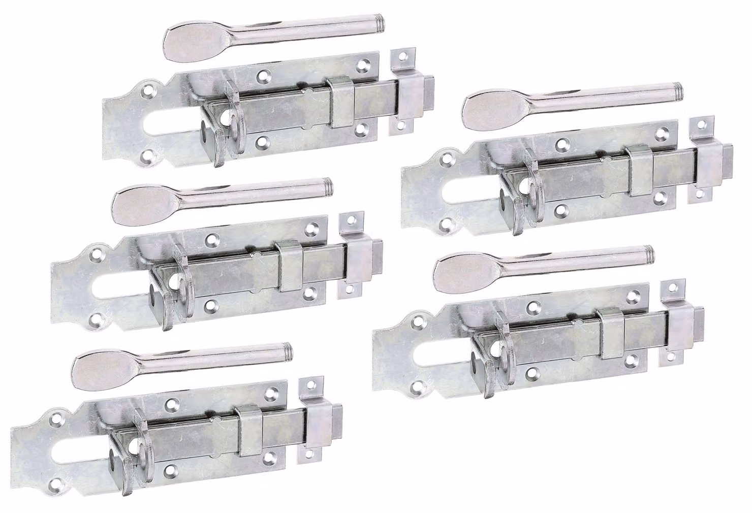 Alberts 841133 Catenaccio per porta stabile, diritto, con maniglia piatta e anello fisso, zincato, passivato a film spesso, piastra 160 x 56 mm, set da 5