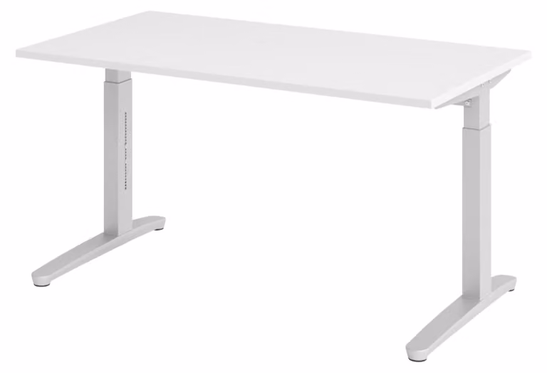 Scrivania bümö Serie-XB - Finitura: Bianco, Struttura: Argento, Dimensioni: 140 x 80 cm