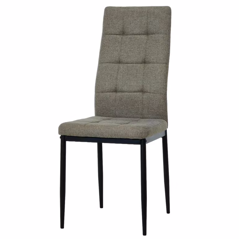 Sedia da pranzo VESTIAMO CASA in tessuto tortora con struttura in metallo nero H 97,5 x L 42 x P 53 cm