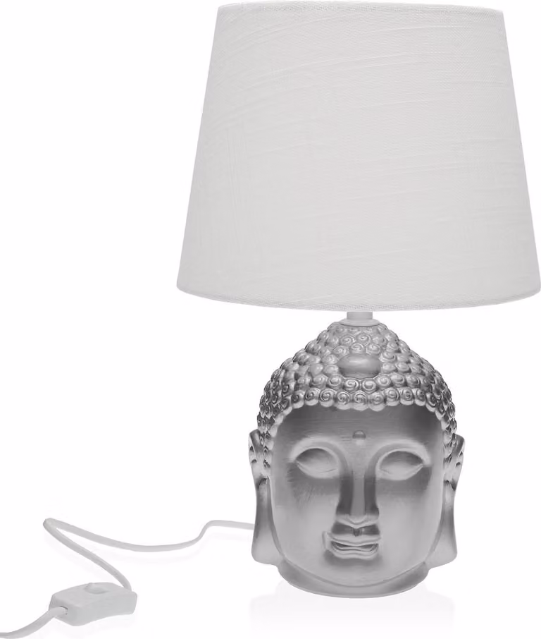 Lampada da tavolo Versa in porcellana Buddha color argento (21 x 33 x 21 cm)