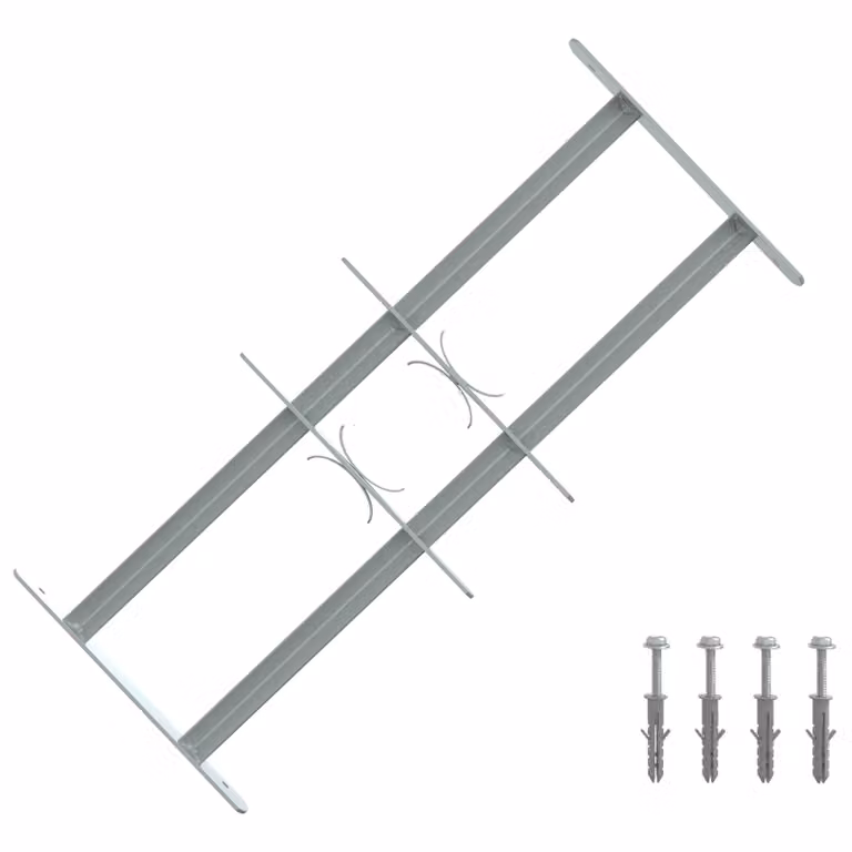Set di 3 Griglie di Sicurezza per Finestre vidaXL in Acciaio Zincato Grigio con 2 Traverse