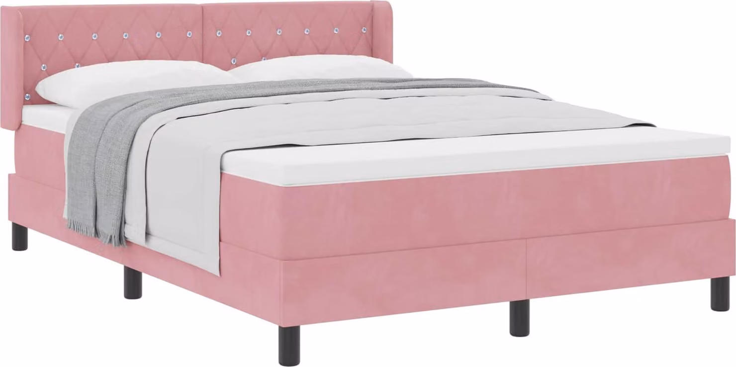 Letto boxspring con testiera Rosa 200 x 160 cm in velluto
