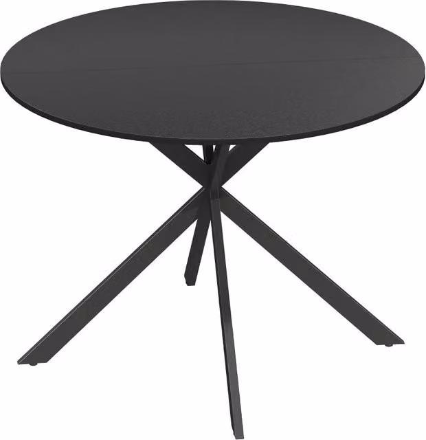 Tavolo da pranzo rotondo 100 cm in legno nero, stile industriale, per 4 persone
