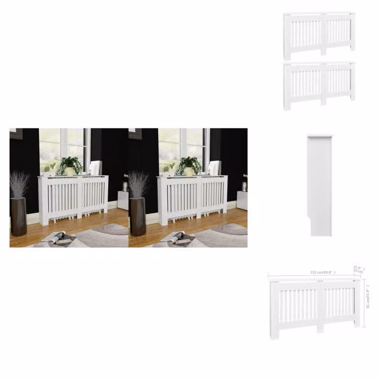 vidaXL Copriradiatore 2 pz. MDF bianco 152 cm - Accessori per radiatori