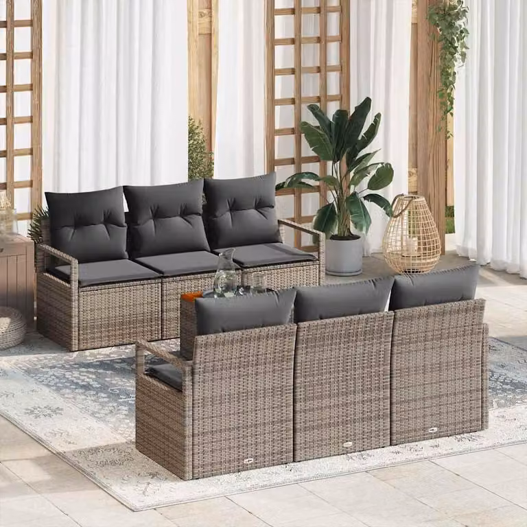 Maison Exclusive - Set Divano da Giardino 7 pcs Grigio polyrattan