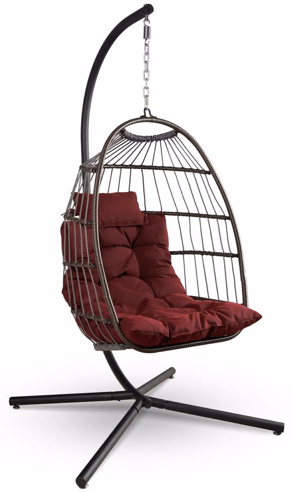 Sedia sospesa uovo sedia a dondolo - Con supporto - Effetto rattan - Portata 250 kg