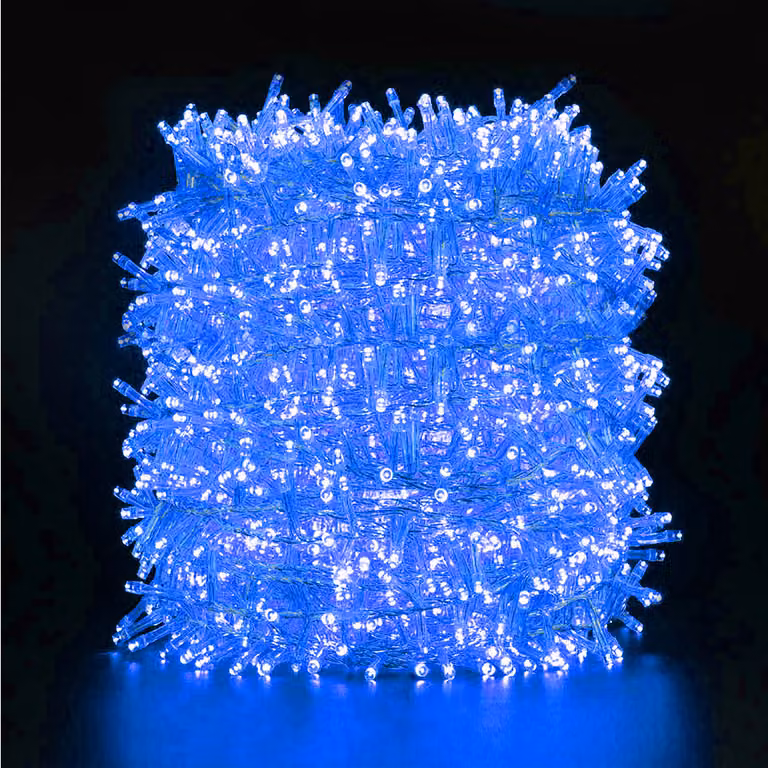 100M 2000LEDs, 8 modalità di luce, luci natalizie a LED, luci fiabesche elettricità cavo trasparente, luce per decorazione interna, illuminazione per feste, blu