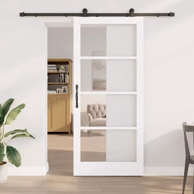 Porta scorrevole minimalist vidaXL in legno e vetro, Bianco e Nero, L: 93 cm, H: 211 cm