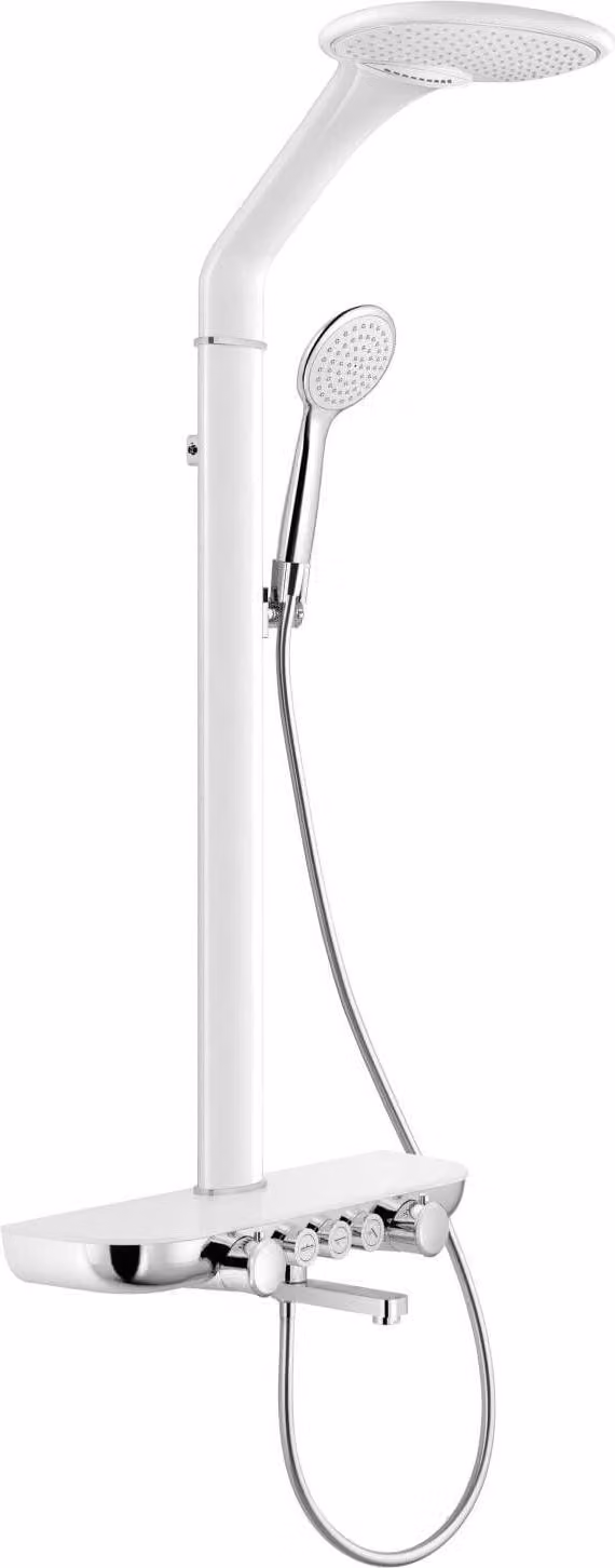 Mexen Blaze set doccia a parete con soffione e rubinetto, bianco/cromo - 78109-20