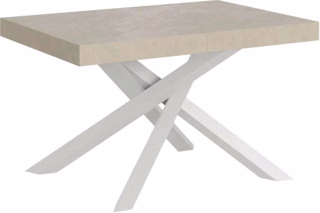 Tavolo Allungabile Volantis GIORDANOSHOP Colore Cashmere con Telaio Bianco L/P/H: 140-244 x 90 x 77 cm