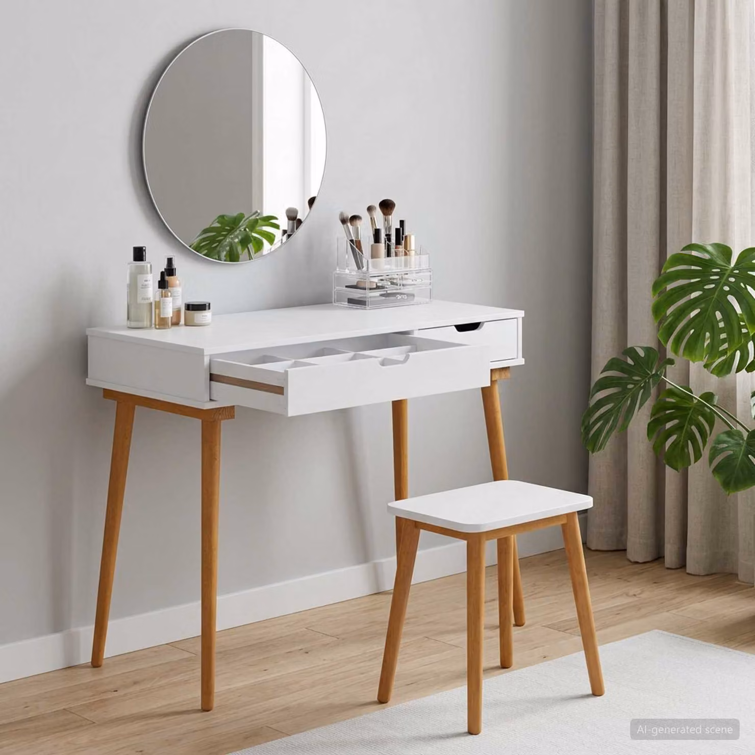vidaXL Tavolo da Trucco FAUSKE Bianco L: 100 cm, P: 50 cm, H: 78 cm