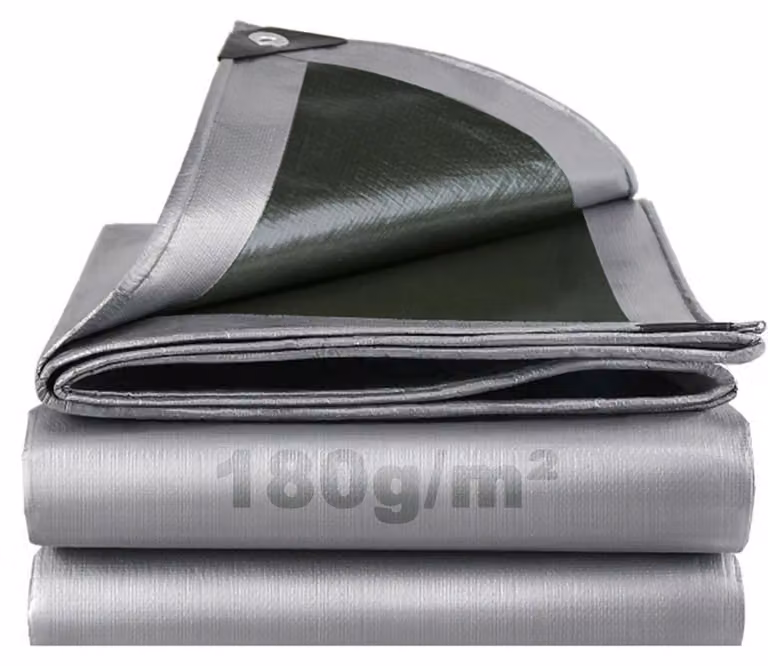 Telo protettivo 2x3 metri, impermeabile, 180 g/m², in polietilene (PE), con occhielli, stabilizzato contro i raggi UV, resistente allo strappo, colore grigio-verde