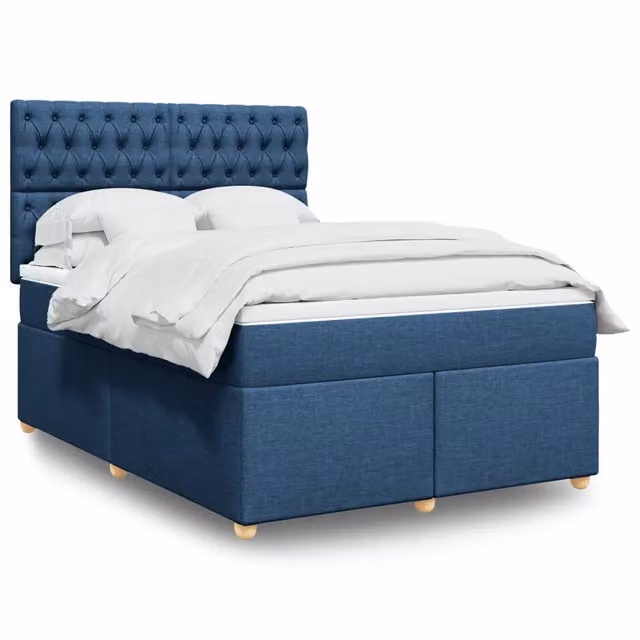 Letto Ibrido vidaXL con Giroletto a Molle e Materasso Blu e Bianco L/P: 140 x 200 cm