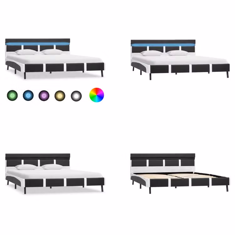 vidaXL Struttura letto con LED in Pelle finta grigia 120×200 cm - Struttura letto - Cornici letto - Struttura letto - Letto