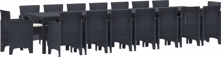 Maison Exclusive - Set da pranzo per esterno con cuscini, 17 pezzi, colore antracite, materiale: polipropilene