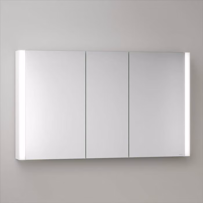 Mobiletti specchio a parete Keuco Royal Metis LED, dimensioni 120 x 71 cm, 3 ante con riscaldamento a specchio, modello francese